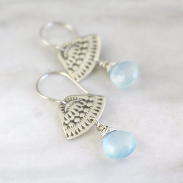 Asmi Triangle Blue Chalcedony Earrings - Image 2