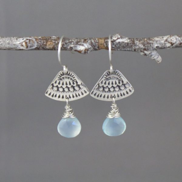 Asmi Triangle Blue Chalcedony Earrings - Image 3