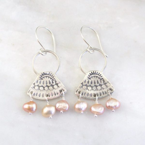 Asmi Triangle Loop & Pearl Earrings Sarah Deangelo