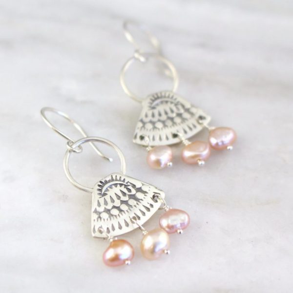 Asmi Triangle Loop & Pearl Earrings - Image 2