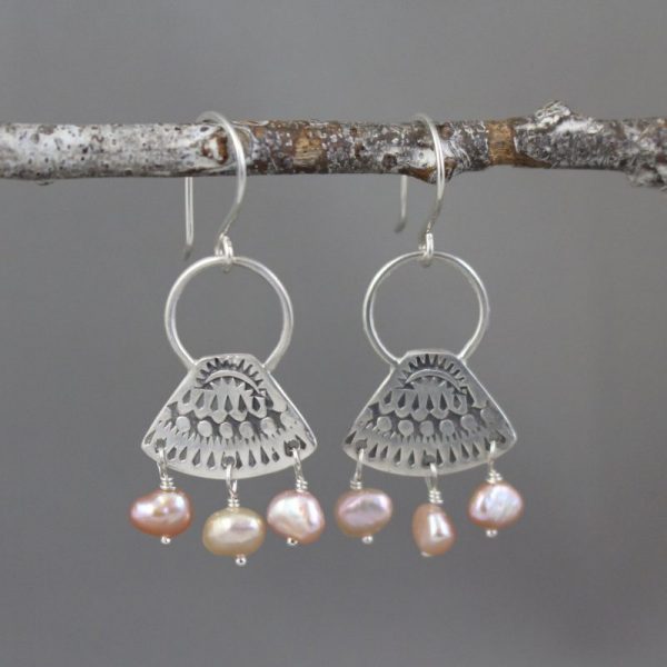 Asmi Triangle Loop & Pearl Earrings - Image 3