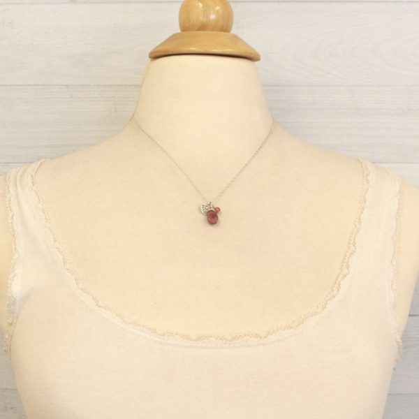 Wanderer Mini Rhodonite & Strawberry Quartz Necklace - Image 4