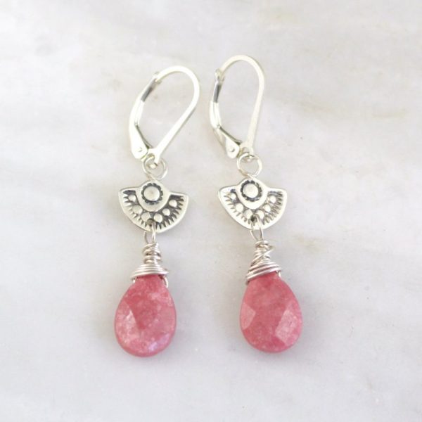 Wanderer Mini Rhodonite Drop Earring Sarah Deangelo