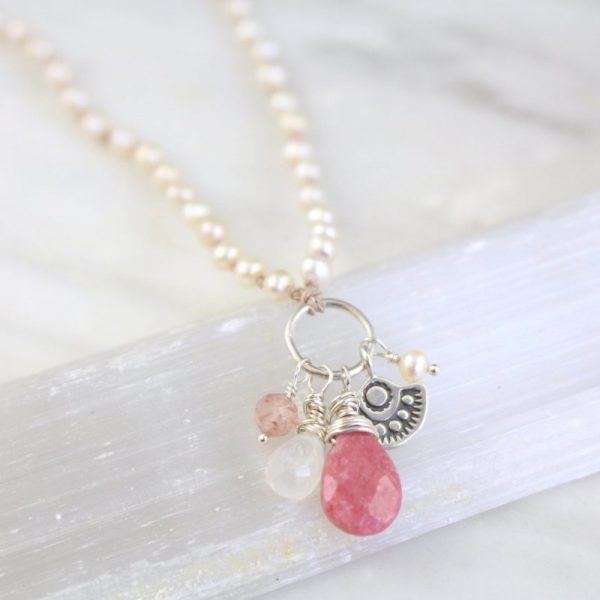 Wanderer Mini Pink & White Charm Necklace - Image 2