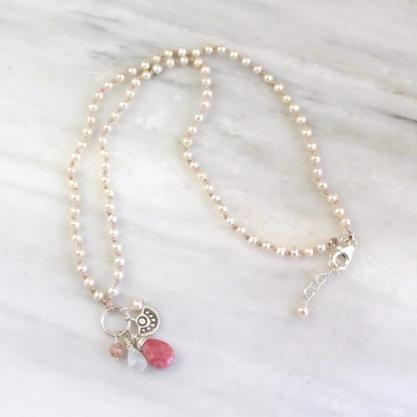Wanderer Mini Pink & White Charm Necklace - Image 3