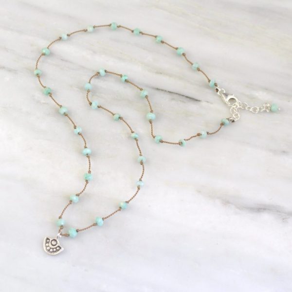Wanderer Mini Charm Amazonite Knotted Necklace - Image 3