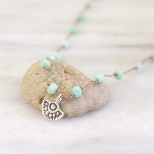 Wanderer Mini Charm Amazonite Knotted Necklace - Image 2