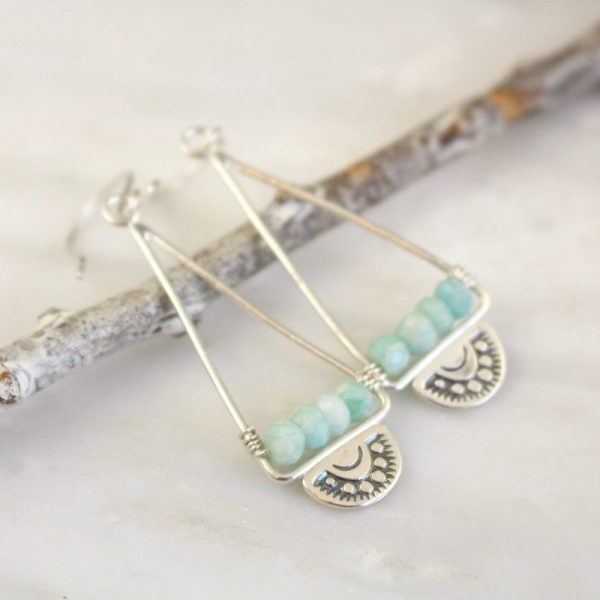 Wanderer Triangle Amazonite Earrings - Image 2