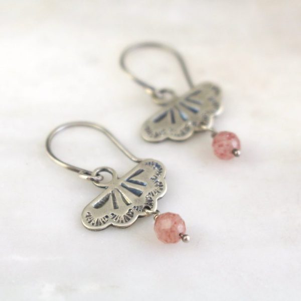 Southwest Lace Strawberry Quartz Dangle Earrings - Image 2