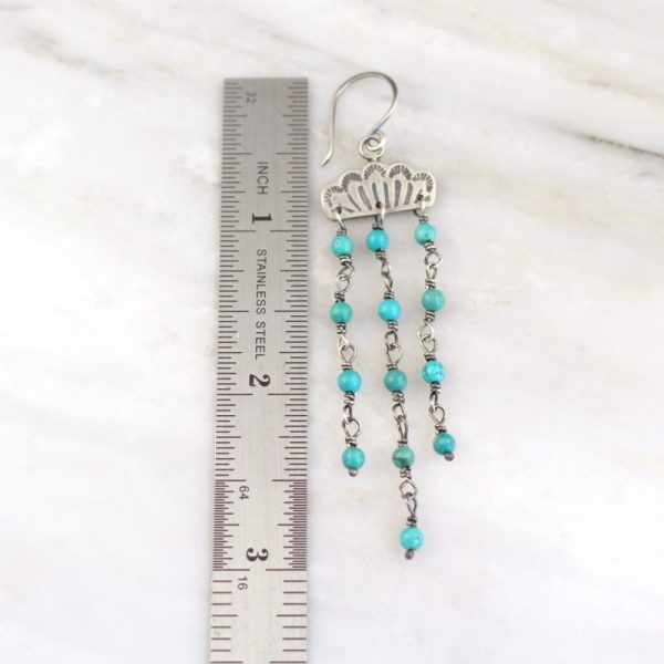 Southwest Lace Waterfall Earrings - Turquoise - Image 4