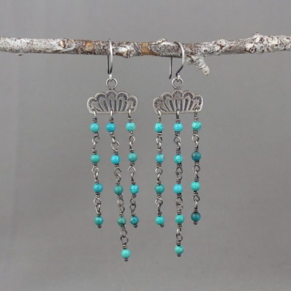 Southwest Lace Waterfall Earrings - Turquoise - Image 3