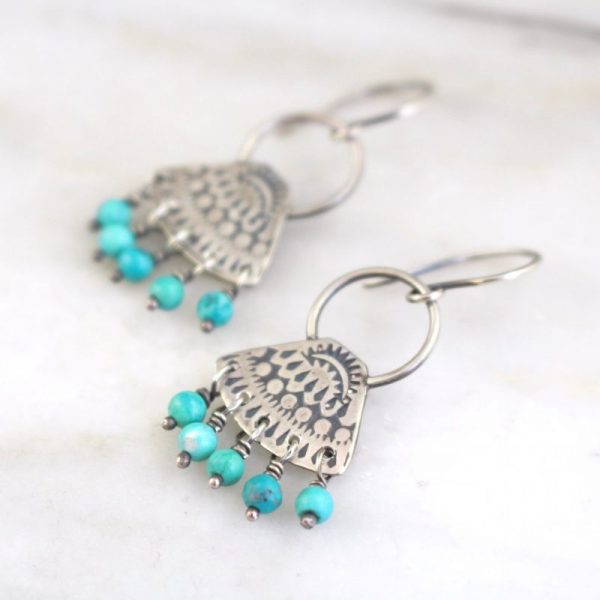 Asmi Triangle Loop & Turquoise Earrings - Image 2