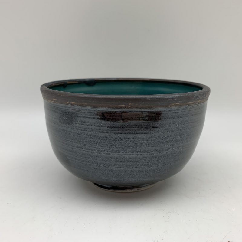 Small Black Bowl With Turquoise Inner by Margo Brown