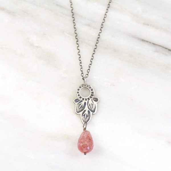 Hishi Strawberry Quartz Necklace Sarah Deangelo