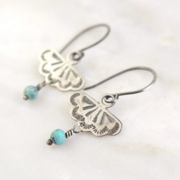 Southwest Lace Turquoise Dangle Earrings - Image 2