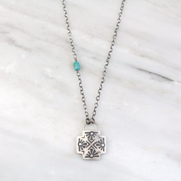 Sun Cross Chain Turquoise Necklace Sarah Deangelo