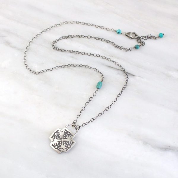 Sun Cross Chain Turquoise Necklace - Image 3
