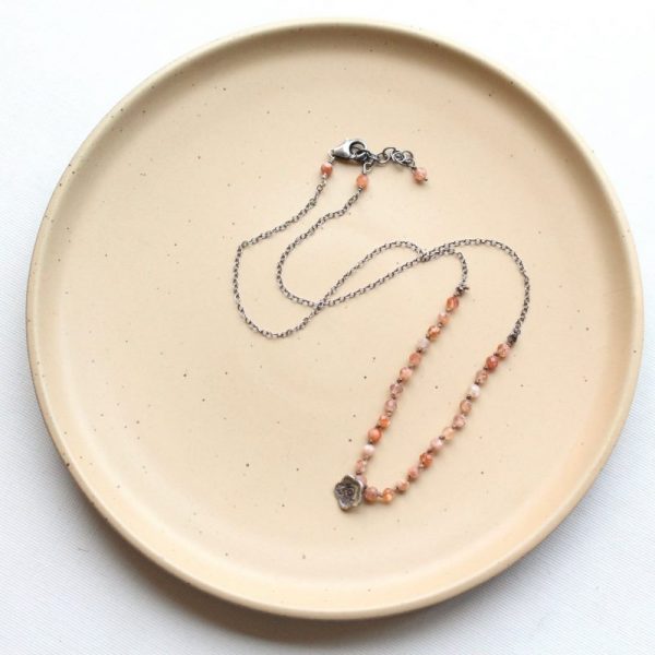 Cactus Flower Sunstone Knotted Necklace - Image 3