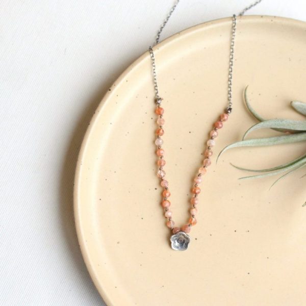 Cactus Flower Sunstone Knotted Necklace - Image 2