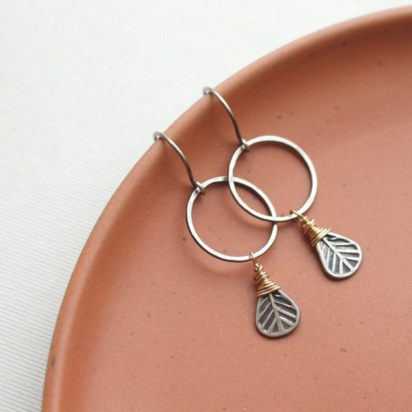 Tribal Leaf Gold Wrapped Hoop - Image 3
