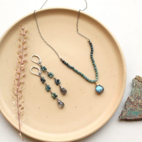 Blue Tourmaline & Labradorite Knotted Necklace - Image 5