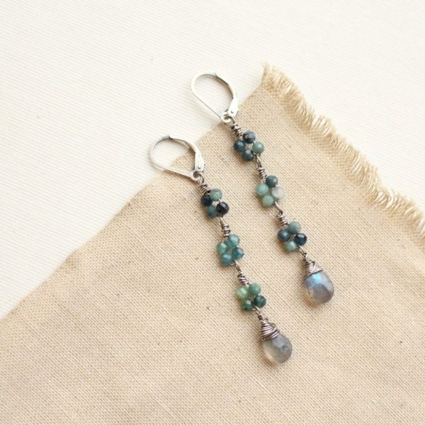 Blue Tourmaline & Labradorite Long Earrings Sarah Deangelo