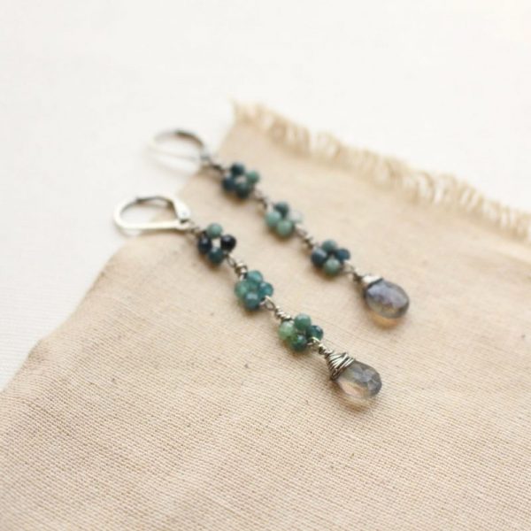 Blue Tourmaline & Labradorite Long Earrings - Image 2