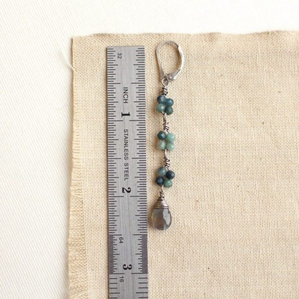 Blue Tourmaline & Labradorite Long Earrings - Image 5