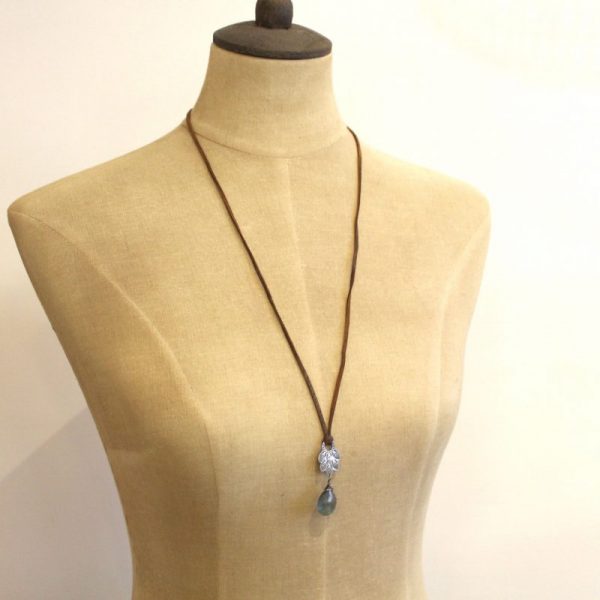 Hishi Moss Aquamarine Leather Necklace - Image 4