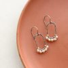 Pearl Wrapped Hammered Mixed Metal Earrings - Image 3