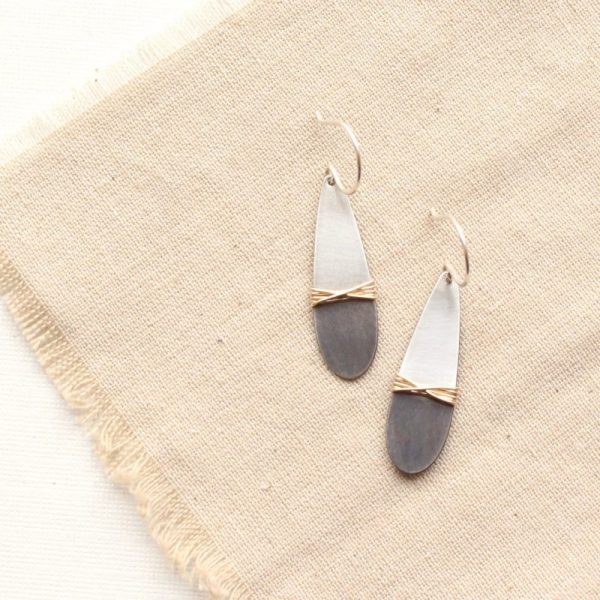 Dipped Teardrop Mixed Metal Earrings Sarah Deangelo