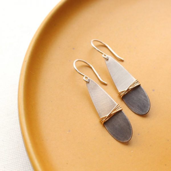 Dipped Teardrop Mixed Metal Earrings - Image 2