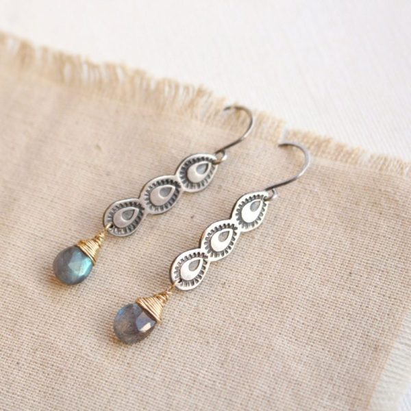 Peacock Labradorite Drop Earrings Sarah Deangelo