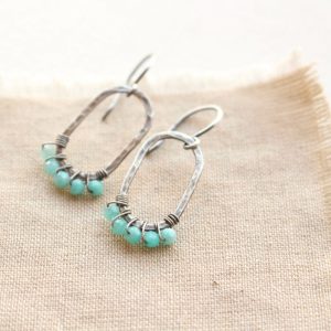 Amazonite Wrapped Hammered Earrings Sarah Deangelo