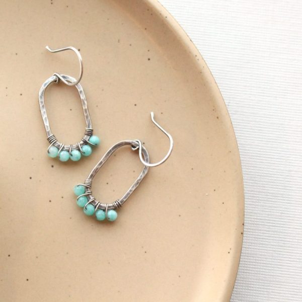 Amazonite Wrapped Hammered Earrings - Image 2