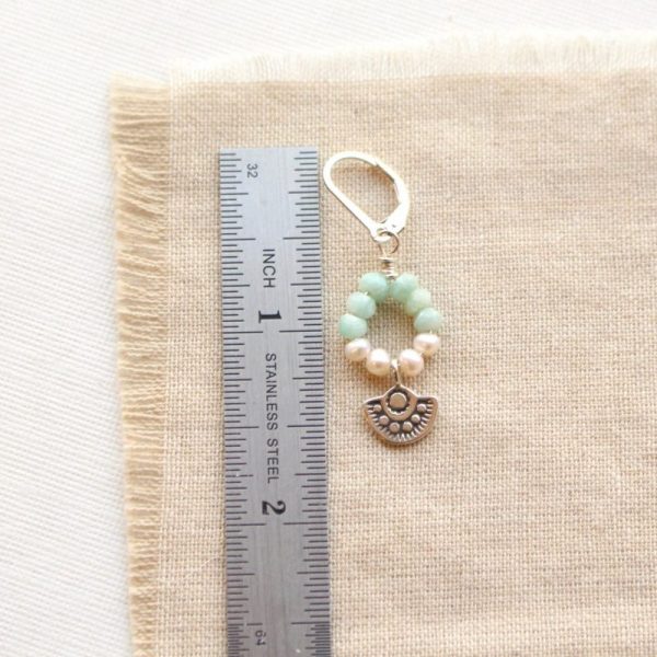 Wanderer Mini Pearl & Amazonite Loop Earrings - Image 4