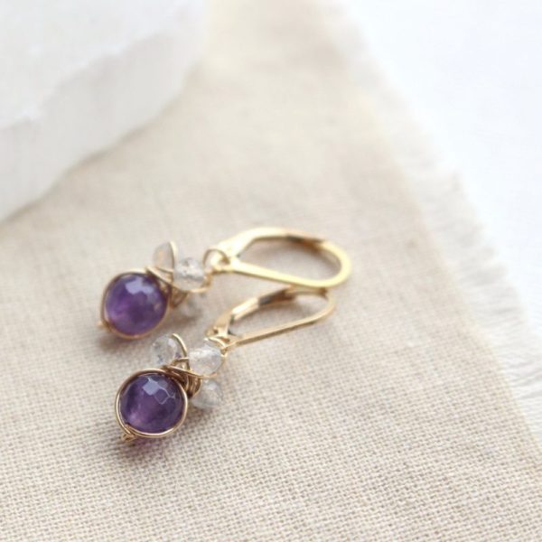 Amethyst and Labradorite Cluster Earrings Sarah Deangelo