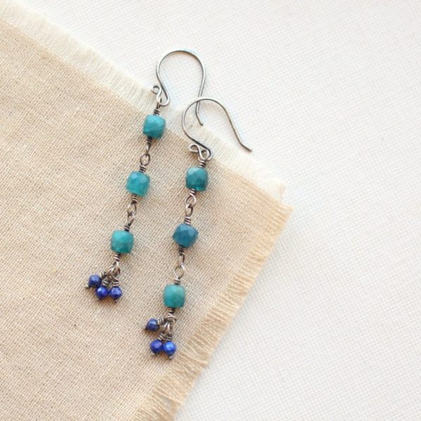 Apatite & Lapis Long Earrings Sarah Deangelo