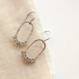 Labradorite Wrapped Hammered Mixed Metal Earrings Sarah Deangelo