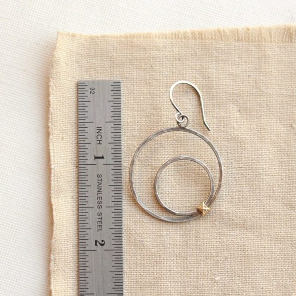 Hammered Mixed Metal Off-Center Hoop Earrings - Image 4
