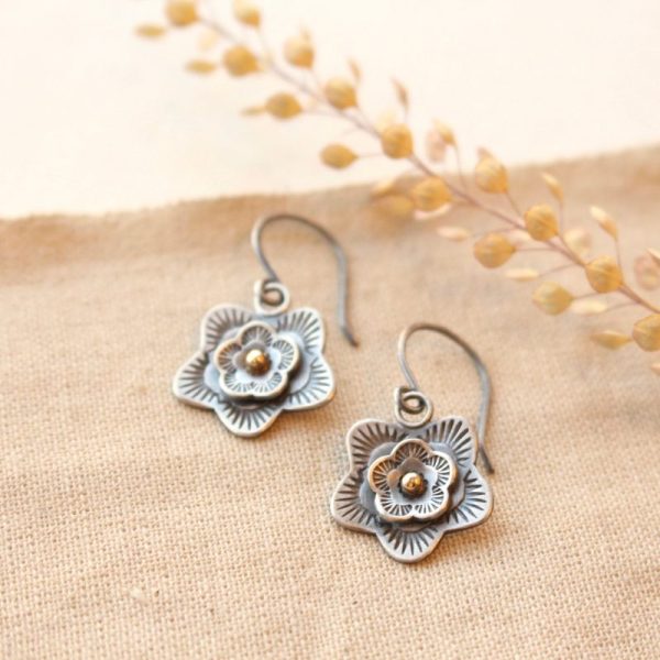 Layered Cactus Flower Mixed Metal Earrings Sarah Deangelo