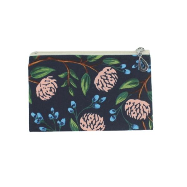 Cotton Coin Purse by Dana Herbert - Navy Peony