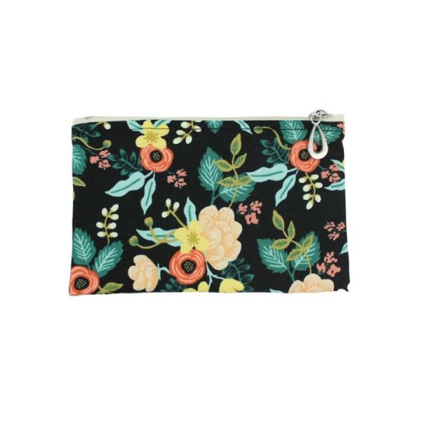 Cotton Coin Purse by Dana Herbert - Black Floral