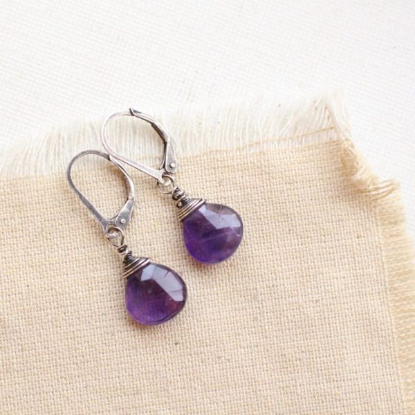 Amethyst Drop Silver Earrings