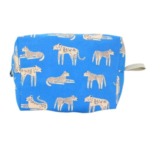 Medium Cosmetic Bag by Dana Herbert - Periwinkle Tiger