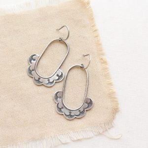 Columbine Stamped Silver Hoop Earrings Sarah Deangelo