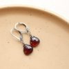 Garnet Drop Silver Earrings - Image 2