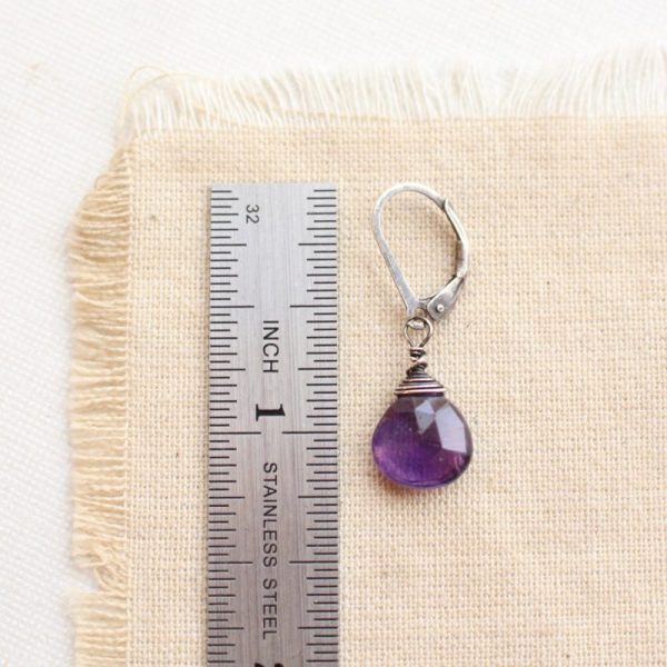 Amethyst Drop Silver Earrings - Image 5