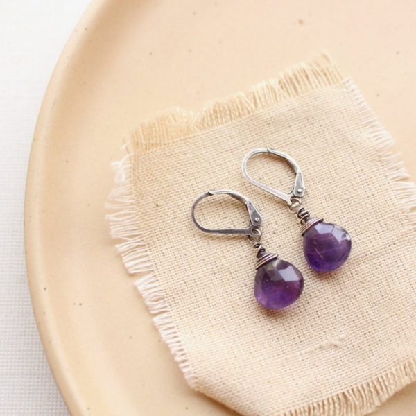 Amethyst Drop Silver Earrings - Image 3