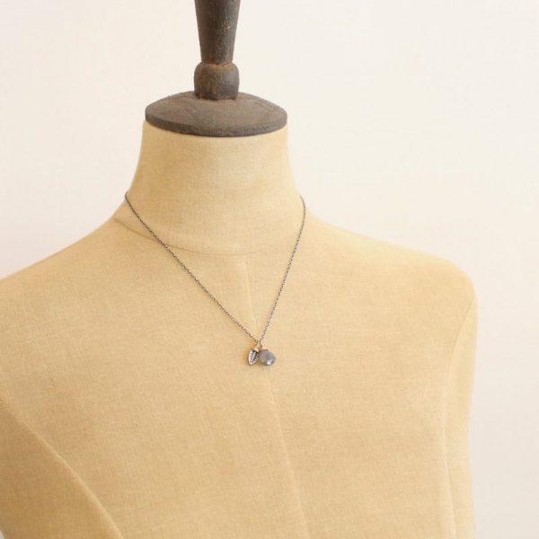 Leaf & Labradorite Mixed Metal Charm Necklace - Image 3